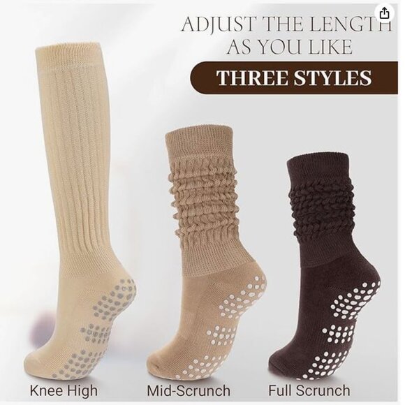 4 Pairs Grip Pilates Socks for Women, Non Slip Yoga Slouch Socks Barre Workout - Picture 6 of 9